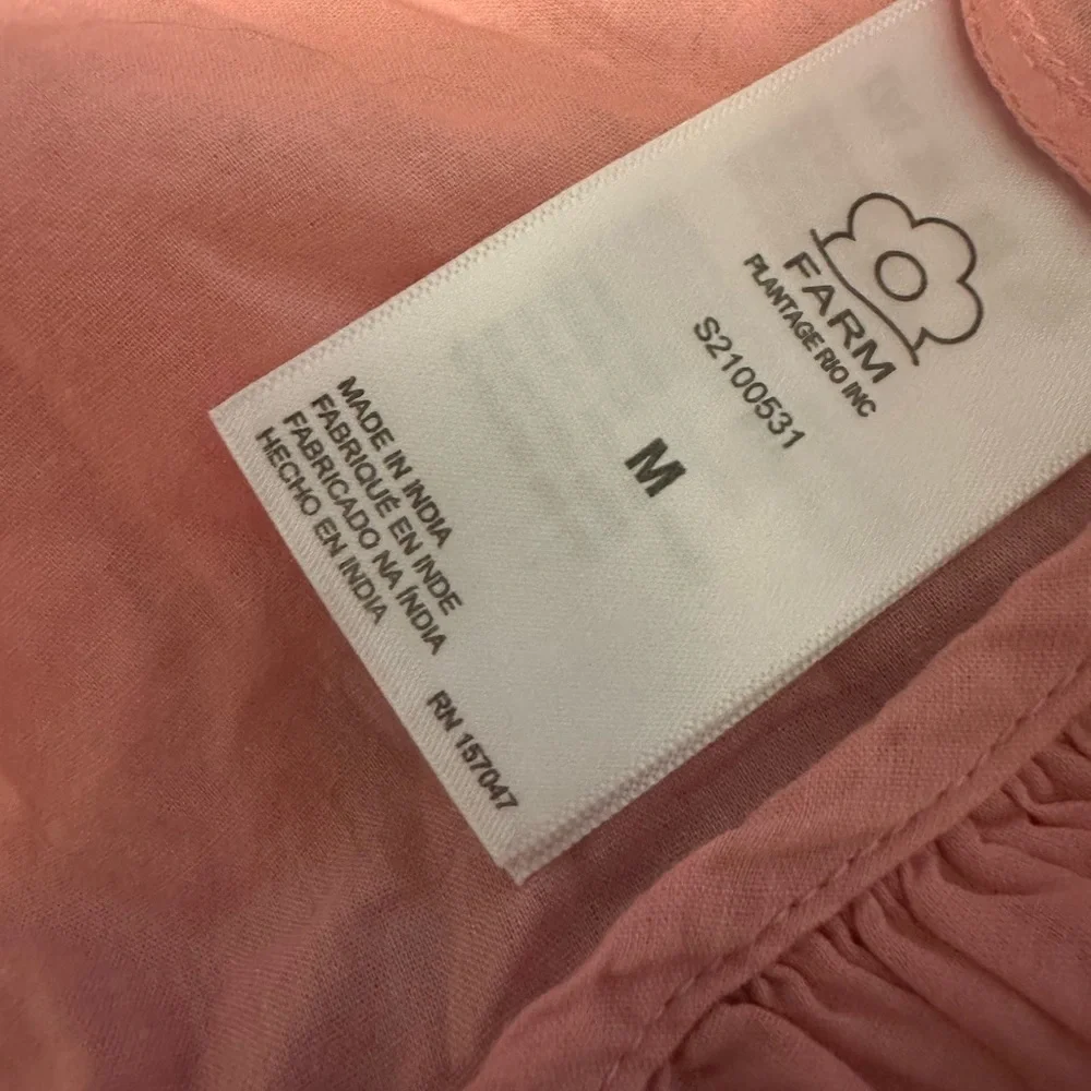 Farm Rio Anthropologie Blush Pink Wrap Blouse Top Size Medium